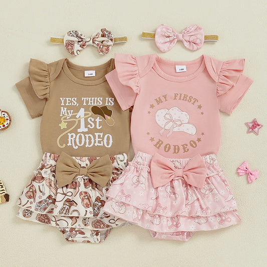 Baby Girl Western Cowgirl Hat & Letter Outfit Set