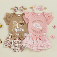 Baby Girl Western Cowgirl Hat & Letter Outfit Set