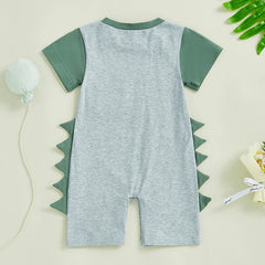Newborn Baby Boy Contrast Color Short-Sleeve Romper