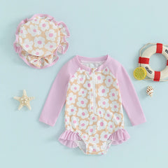Baby Girls Floral Print Bathing Suit Set