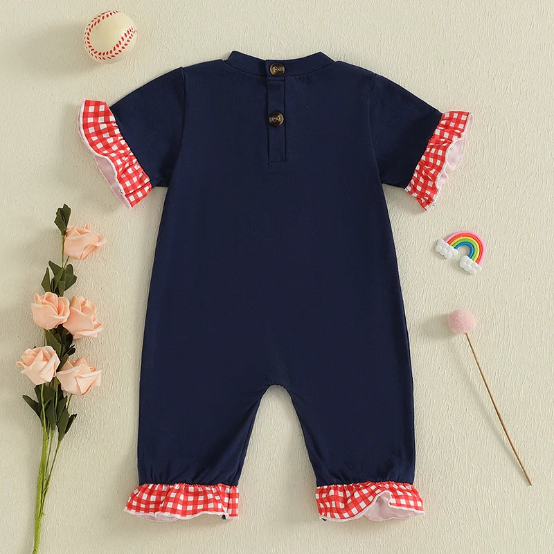 Baby Girl Baseball Romper | Cute Birthday Outfit