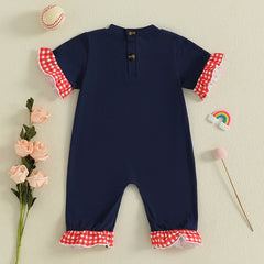 Baby Girl Baseball Romper | Cute Birthday Outfit