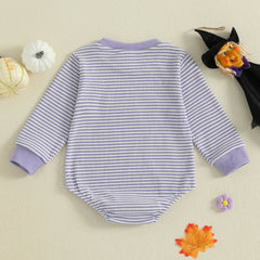 Newborn Pumpkin & Ghost Embroidery, Long Sleeve Fall Halloween Onesie