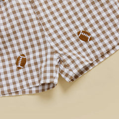 Toddler Baby Boy Letter Print Tee & Plaid Shorts 2-Piece Football Outfit