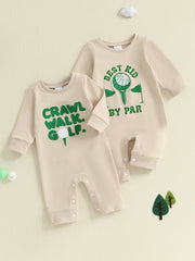 Baby Boy Golf Embroidered Long Sleeve Romper