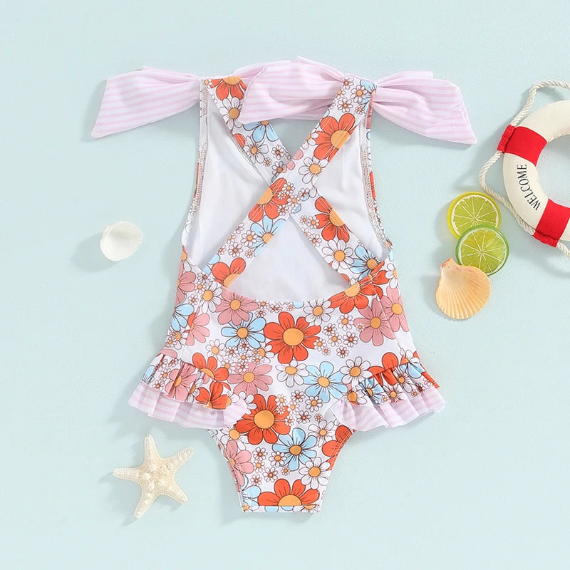 Floral Baby Girl Swimsuit with Ruffles | Summer Ready