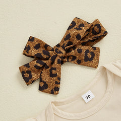 Baby Girl Leopard Romper, Pants & Headband Outfit