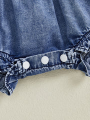 Baby Girl Denim Onesie Fly Sleeve, Button-Up Bodysuit