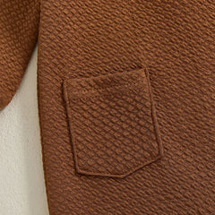 0–18M Unisex Baby Solid Color, Long Sleeve, Button-Up Romper