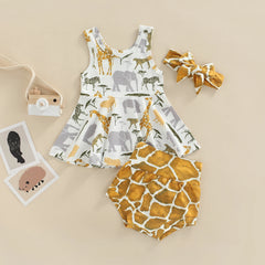 6M - 24M Baby Girls Animal Print Ruffle Outfit Set