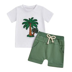 Toddler Boy Excavator Summer Outfit Set | Comfy Tummies