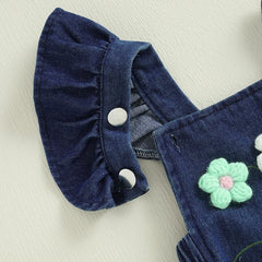 Baby Girl Ruffle Denim Onesie & Headband