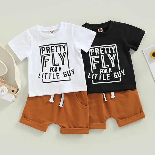 Baby Boy Toddler Letter Tee & Drawstring Shorts Summer Set