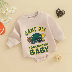 Baby Boy Long Sleeve Rugby Print Onesie