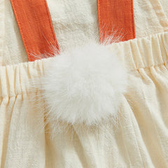 Baby Boys Sleeveless Bunny Carrot Embroidery Overalls