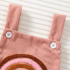 Infant Baby Girl Rainbow/Strawberry Embroidery Overalls