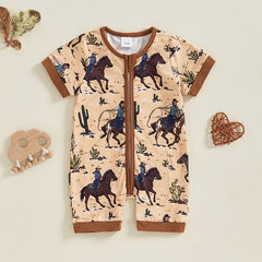Baby Boy Western Horse Print Romper