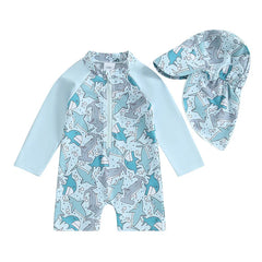 Baby Boys Rash Guard Swimsuit with Swim Cap | Comfy Tummies