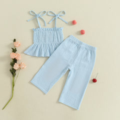 Baby Girls Apple Embroidered Camisole & Pants Outfit