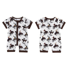 Baby Boy Western Horse Print Romper