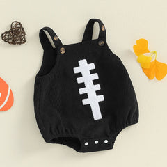 Newborn Unisex Sleeveless Football Embroidery Overalls