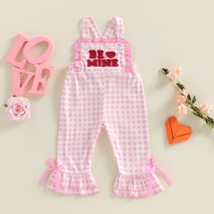 Toddler Baby Girls Valentine’s Heart Print Bell-Bottom Romper