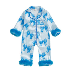 0-24M Baby Girl Bow Print Furry Romper Pajamas