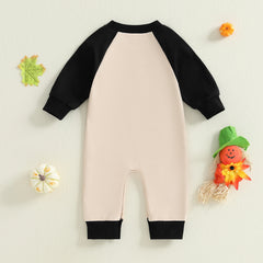 Baby Boy Pumpkin & Ghost Crew Neck Halloween Romper