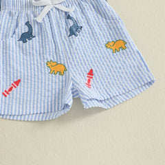 24M - 5T Toddler Boys Dinosaur Embroidery Shorts Sets