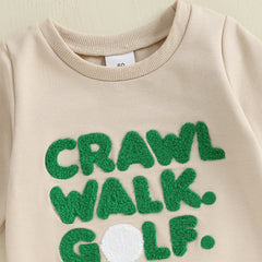 Baby Boy Golf Embroidered Long Sleeve Romper
