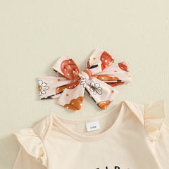 Baby Girl Pumpkin Romper, Tiered Shorts, Leg Warmers & Headband Halloween Set