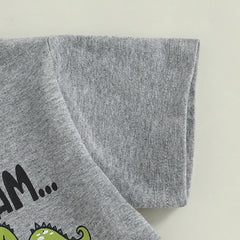 Toddler Boy Dinosaur Print Short Sleeve Tee & Solid Shorts Summer Set