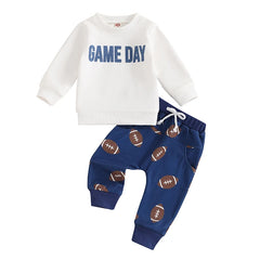 Baby Boys Letter Pullover & Rugby Pants Fall Outfit