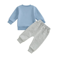 Baby Boy Letter Print Sweatshirt & Comfy Elastic Pants Fall Outfit