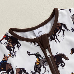 Baby Boy Western Horse Print Romper
