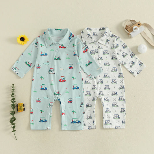 Baby Boys Golf Elements Print Rompers