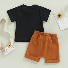Baby Boy Toddler Letter Tee & Drawstring Shorts Summer Set