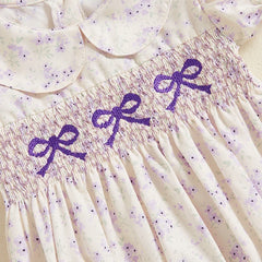 Baby Girls Onesie Bowknot Embroidered Print