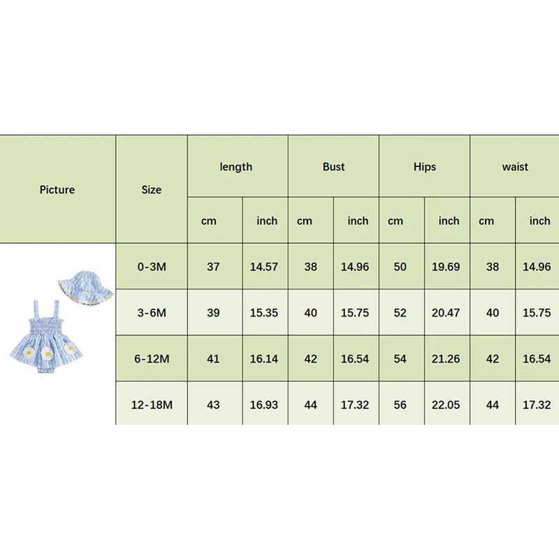 Baby Girl Plaid Romper Dress with Hat | Summer Outfit