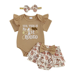 Baby Girl Western Cowgirl Hat & Letter Outfit Set