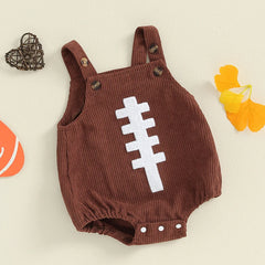 Newborn Unisex Sleeveless Football Embroidery Overalls
