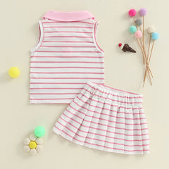 Baby Girl Tank Top & Pleated Skirt Golf Outfit Set