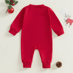 0-18M Infant Unisex Christmas Embroidered Long Sleeve Romper