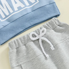 Baby Boy Letter Print Sweatshirt & Comfy Elastic Pants Fall Outfit