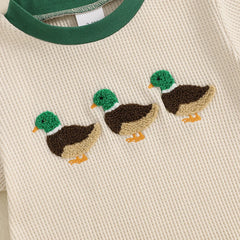 Newborn Baby Boy Duck Embroidery Onesie