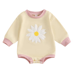 0–18M Baby Girl Embroidered Long Sleeve Flower Romper