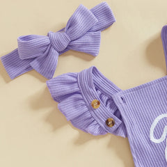 Baby Girls Floral Print Ruffle Onesie with Matching Headband Set