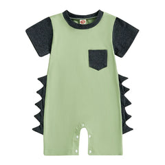 Newborn Baby Boy Contrast Color Short-Sleeve Romper