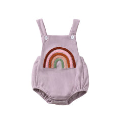 Infant Baby Girl Rainbow/Strawberry Embroidery Overalls