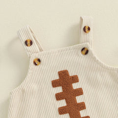 Newborn Unisex Sleeveless Football Embroidery Overalls